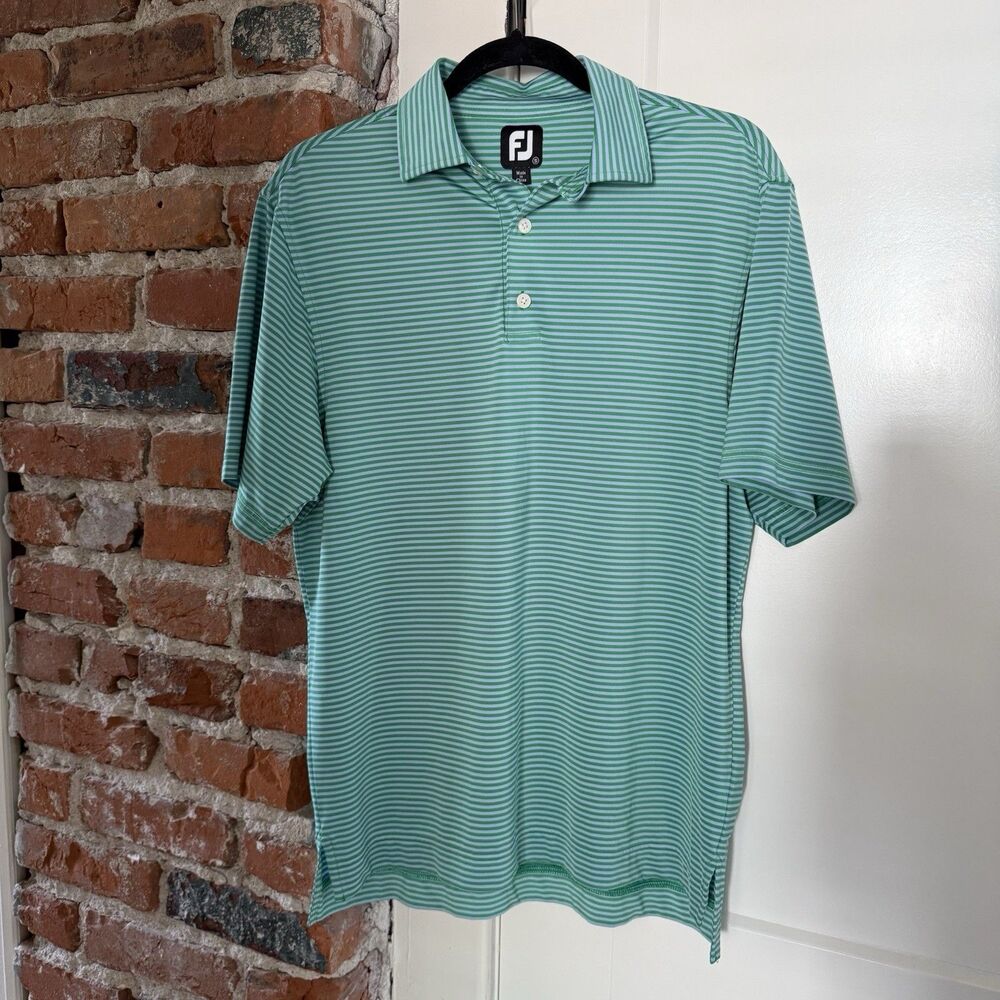 FOOTJOY Men’s Size S Golf Polo Shirt Green & Blue Stripe Short Sleeve Unbranded